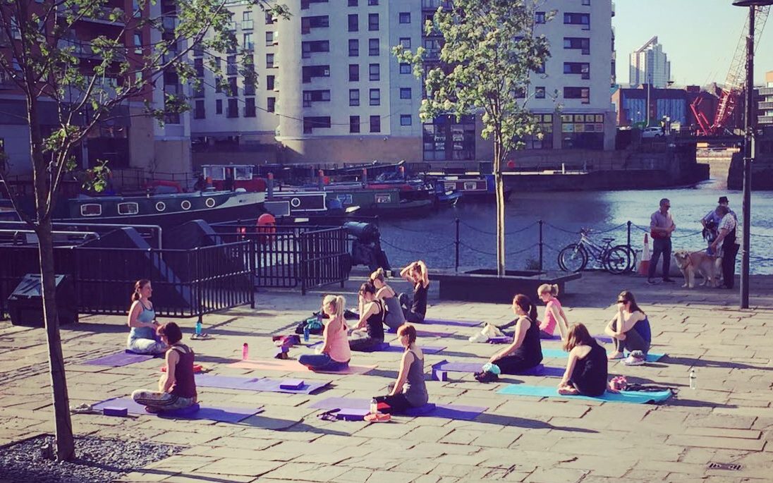 Seated yoga Outdoor Yoga Leeds Dock